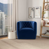 Delaney Dark Blue Velvet Swivel Chair from Ashcroft Furniture - Luna Furniture