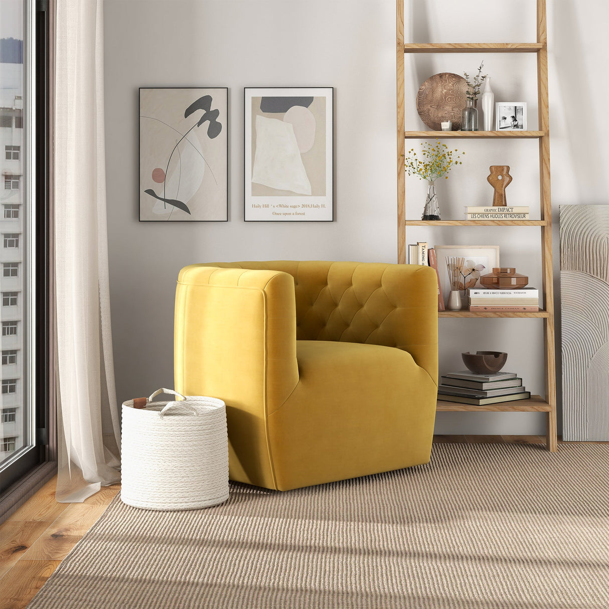 Delaney Gold Velvet Swivel Chair from Ashcroft Furniture - Luna Furniture