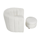 Delaney White Boucle Swivel Chair with Ottoman from Homelegance - Luna Furniture