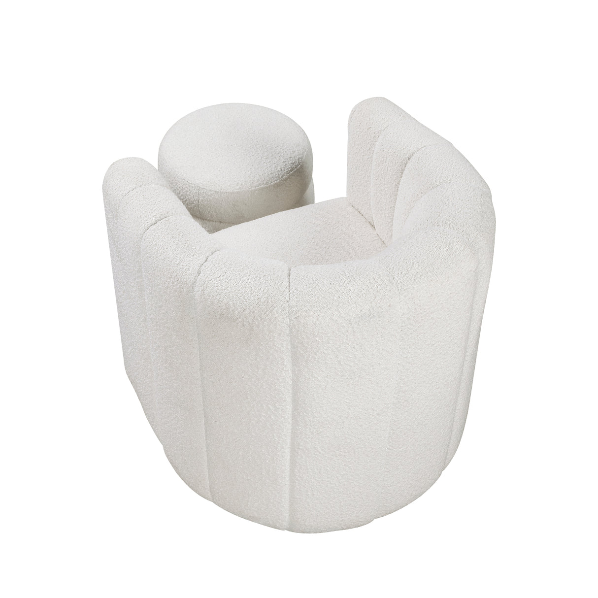 Delaney White Boucle Swivel Chair with Ottoman from Homelegance - Luna Furniture