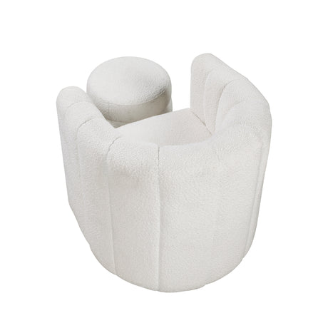 Delaney White Boucle Swivel Chair with Ottoman from Homelegance - Luna Furniture