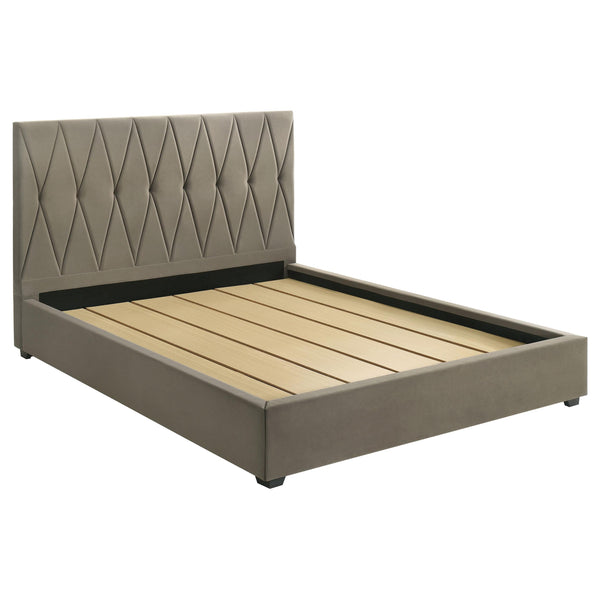 Delsea Light Brown Upholstered Eastern King Platform Bed