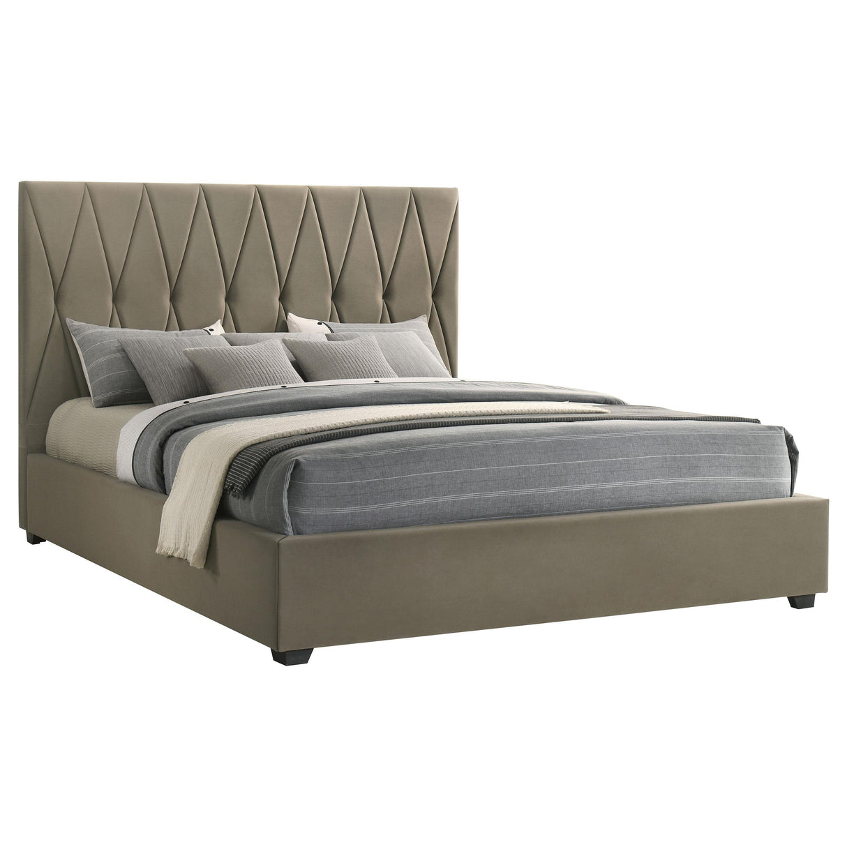 Delsea Light Brown Upholstered Eastern King Platform Bed from Coaster - Luna Furniture