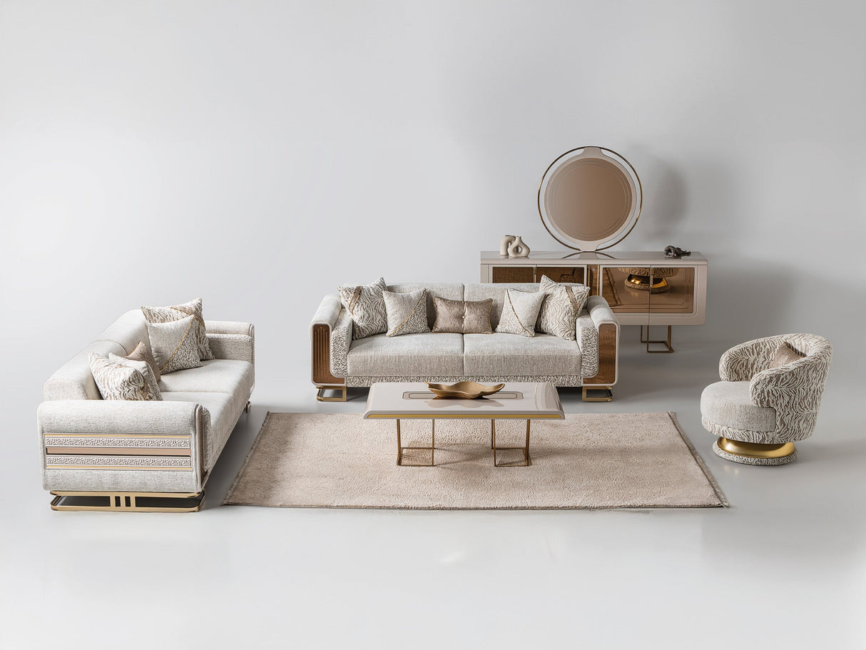 Delux Convertible Sofa in Cream from Furnia - Luna Furniture