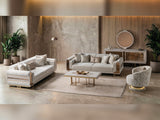 Delux 3-pieces (Sofa & Loveseat & Chair) Livingroom Set in Cream from Furnia - Luna Furniture