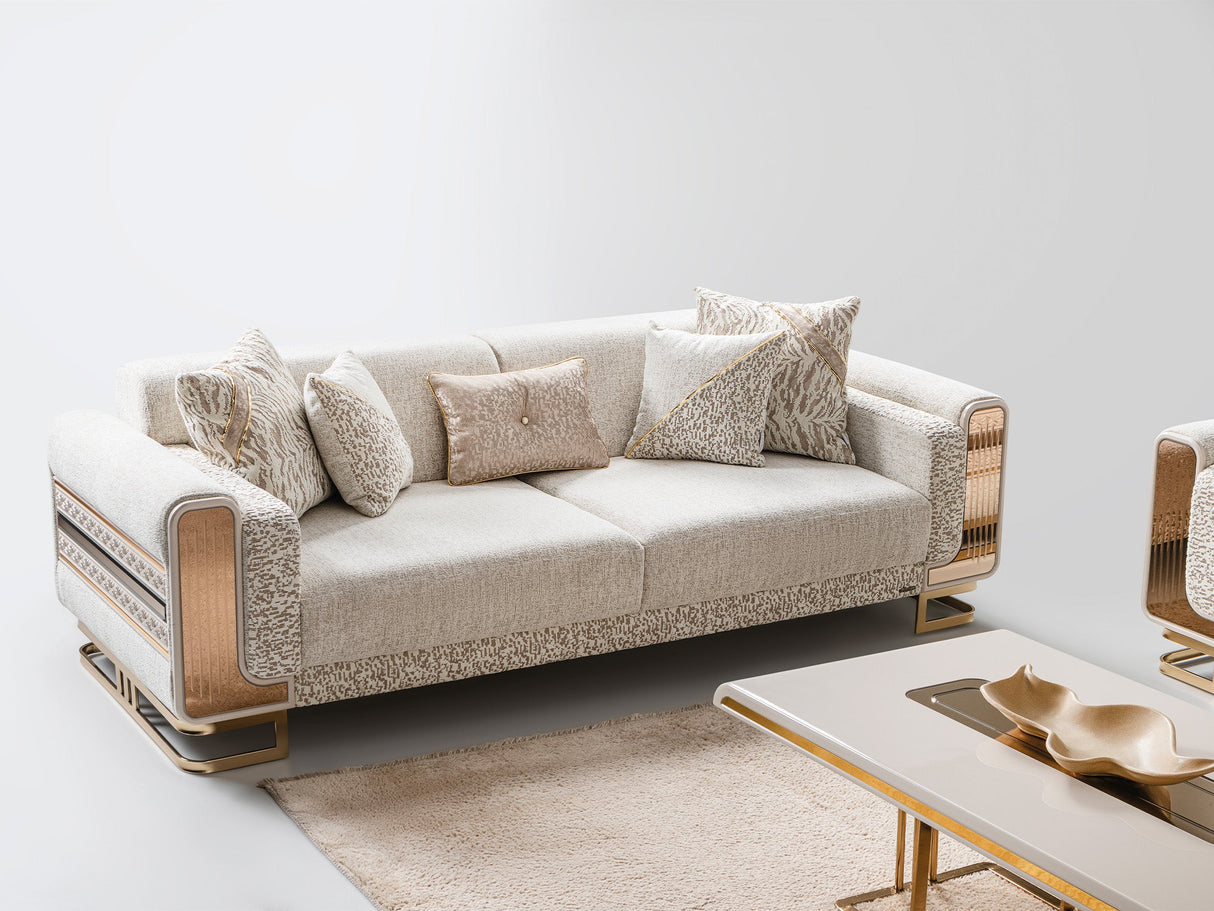 Delux Convertible Loveseat in Cream from Furnia - Luna Furniture