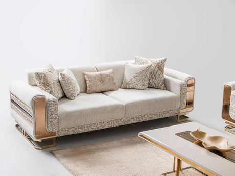 Delux 3-pieces (Sofa & Loveseat & Chair) Livingroom Set in Cream from Furnia - Luna Furniture