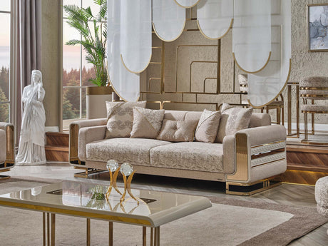 Delux Convertible Sofa in Cream from Furnia - Luna Furniture