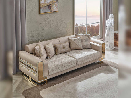 Delux 3-pieces (Sofa & Loveseat & Chair) Livingroom Set in Cream from Furnia - Luna Furniture
