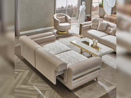 Delux Convertible Sofa in Cream from Furnia - Luna Furniture