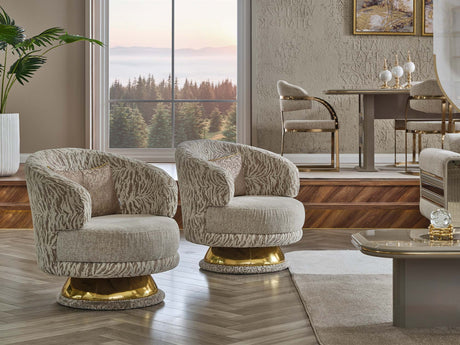 Delux 3-pieces (Sofa & Loveseat & Chair) Livingroom Set in Cream from Furnia - Luna Furniture