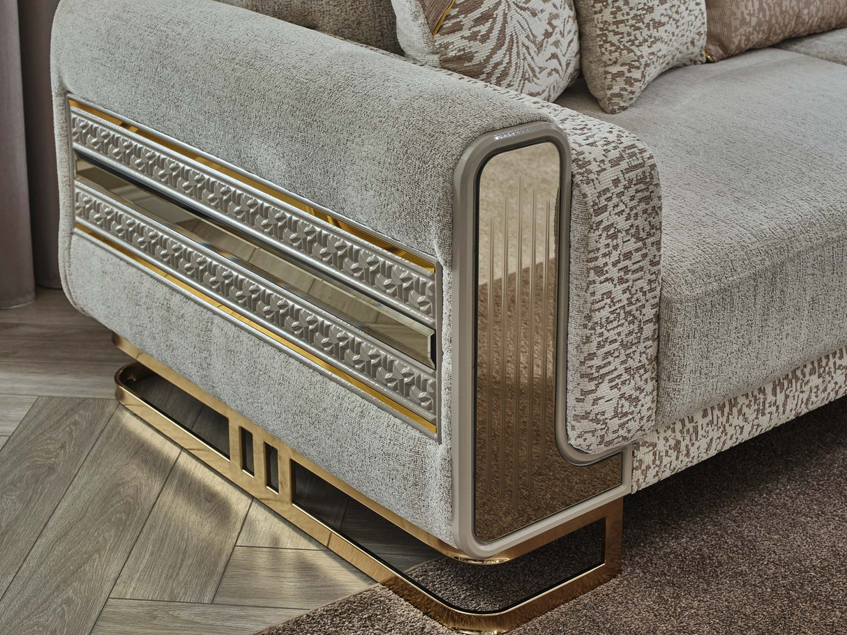 Delux 3-pieces (Sofa & Loveseat & Chair) Livingroom Set in Cream from Furnia - Luna Furniture