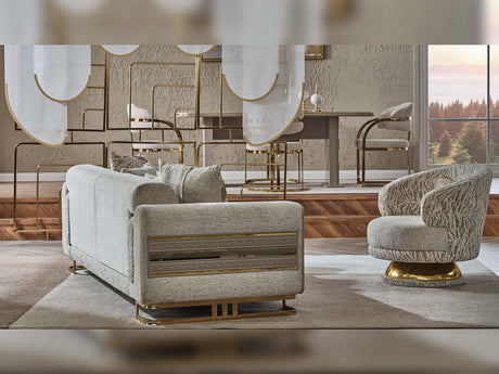 Delux Convertible Loveseat in Cream from Furnia - Luna Furniture