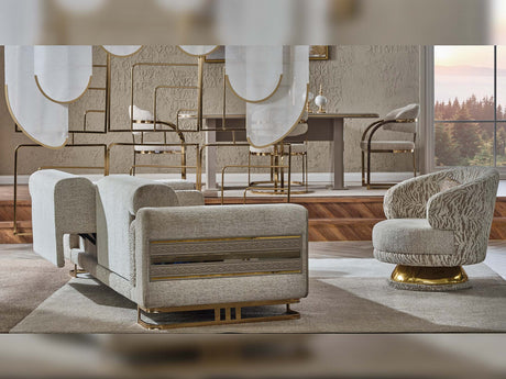 Delux 3-pieces (Sofa & Loveseat & Chair) Livingroom Set in Cream from Furnia - Luna Furniture