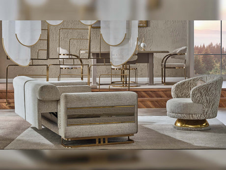 Delux Convertible Sofa in Cream from Furnia - Luna Furniture