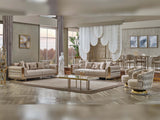 Delux 3-pieces (Sofa & Loveseat & Chair) Livingroom Set in Cream from Furnia - Luna Furniture