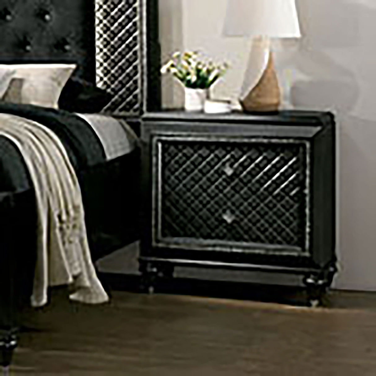 Demetria Metallic Gray Night Stand from Furniture of America - Luna Furniture