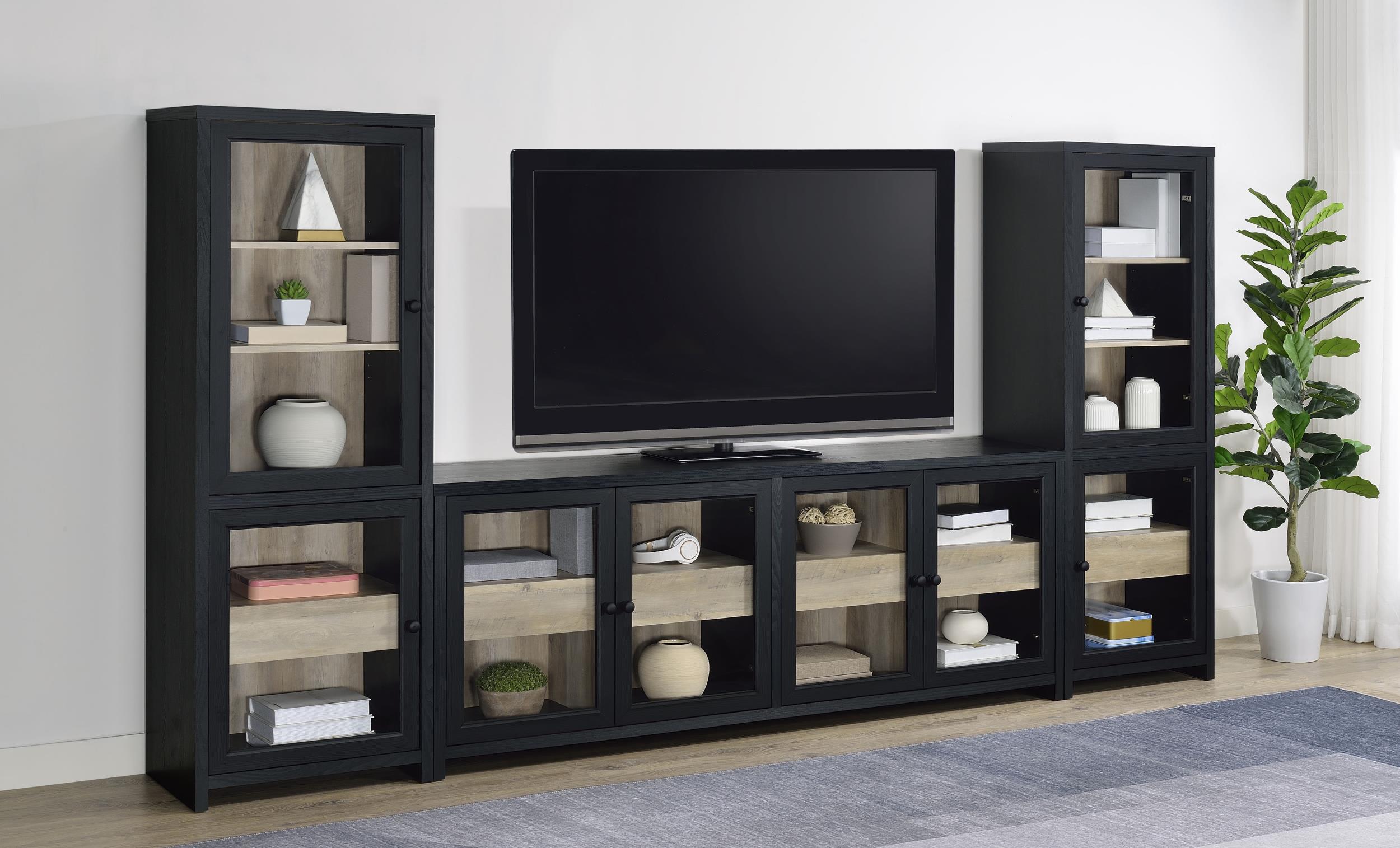 Coaster Denison Black 67-inch 2-Door Media Tower Storage Cabinet