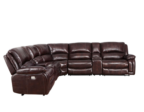 Denver Brown Dual-Power 6-Piece Leather Sectional from Steve Silver - Luna Furniture