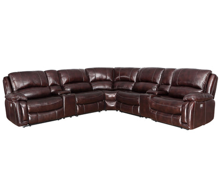 Denver Brown Dual-Power 6-Piece Leather Sectional from Steve Silver - Luna Furniture