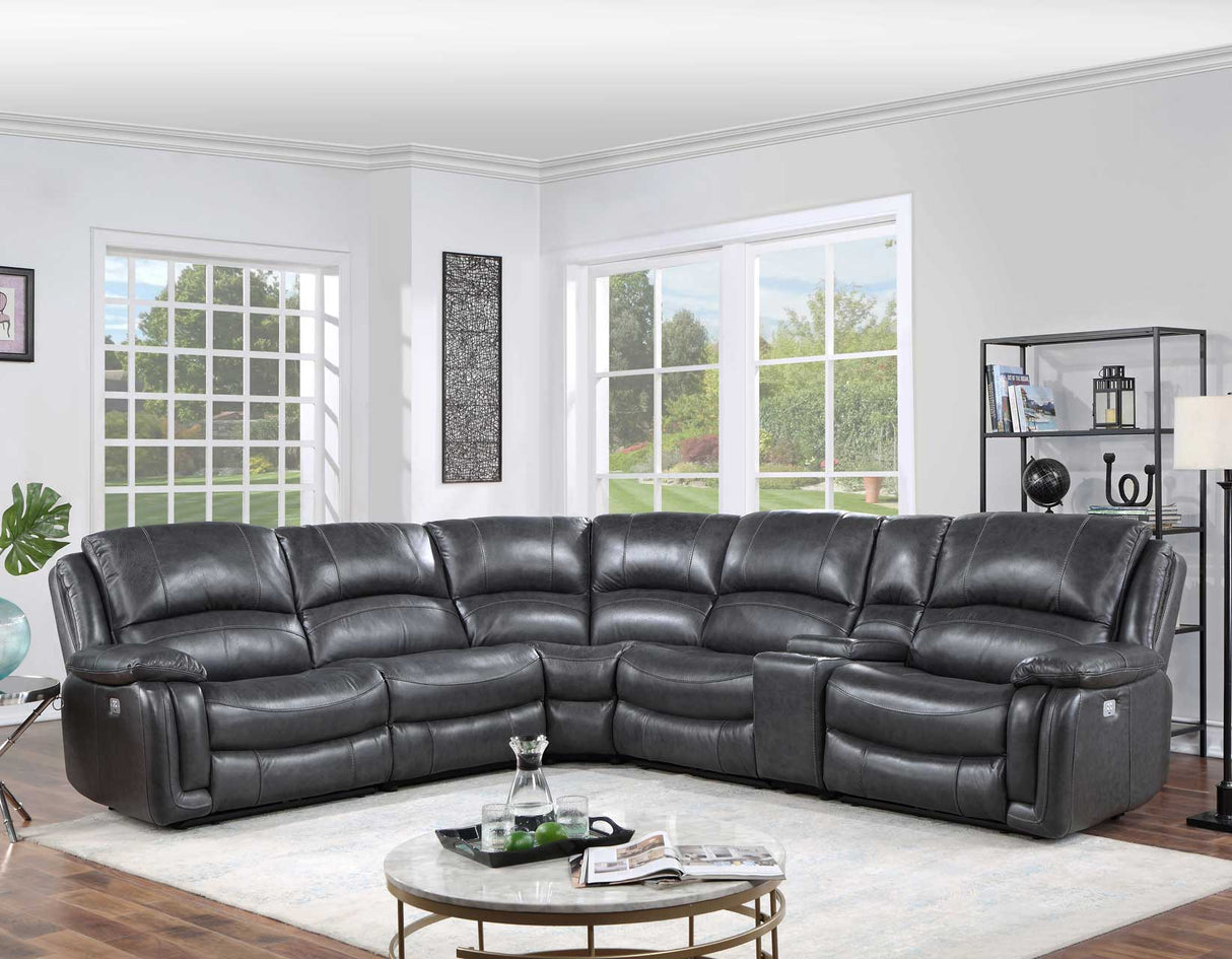 Denver Charcoal Dual-Power 6-Piece Sectional from Steve Silver - Luna Furniture
