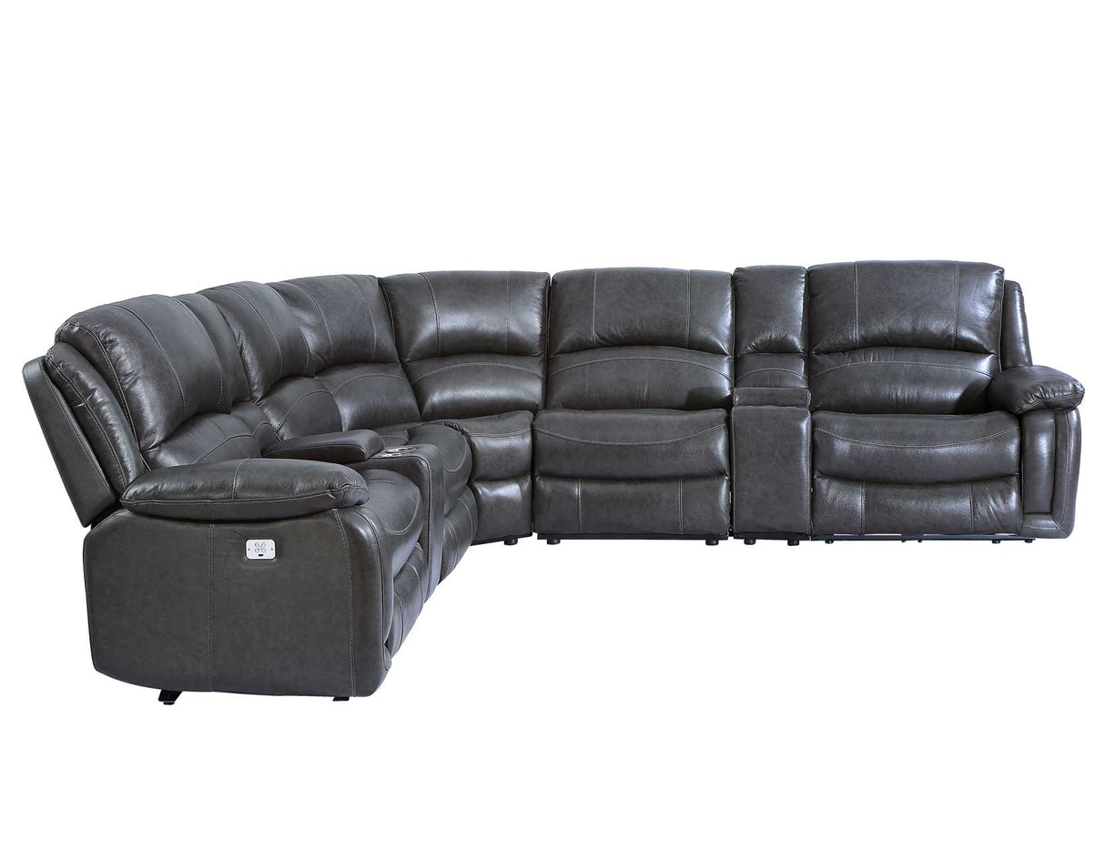 Denver Charcoal Dual-Power 6-Piece Sectional from Steve Silver - Luna Furniture