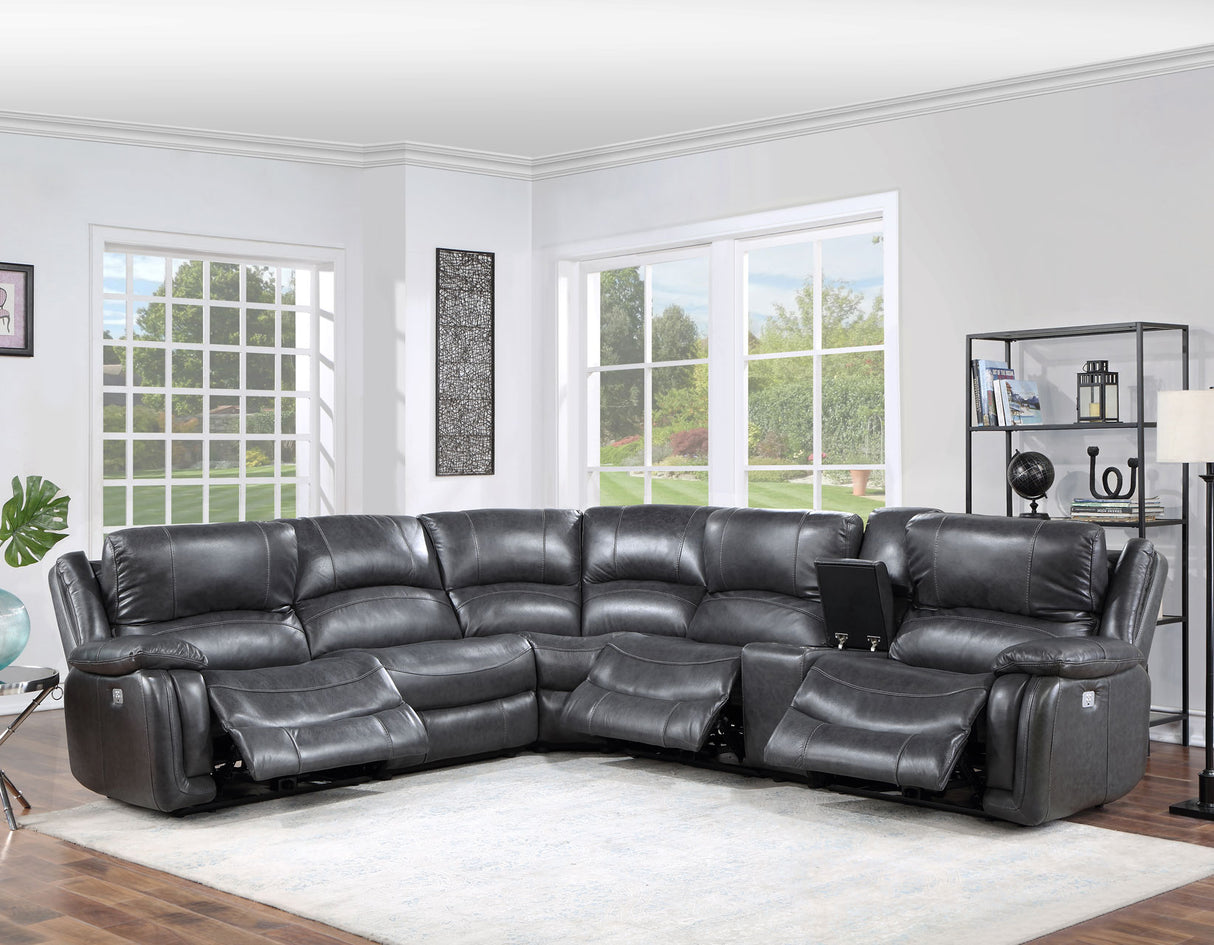 Denver Charcoal Dual-Power 6-Piece Sectional from Steve Silver - Luna Furniture