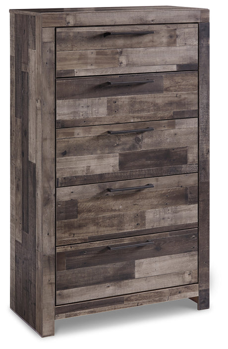 Derekson Full Panel Headboard Bed with Mirrored Dresser, Chest and 2 Nightstands in Multi Gray from Ashley Furniture - Luna Furniture