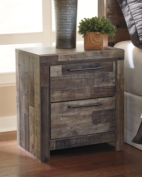 Derekson Full Panel Headboard Bed with Mirrored Dresser, Chest and 2 Nightstands in Multi Gray from Ashley Furniture - Luna Furniture