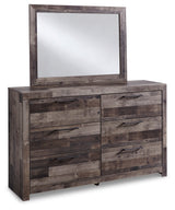 Derekson King Panel Headboard Bed with Mirrored Dresser and 2 Nightstands in Multi Gray from Ashley - Luna Furniture