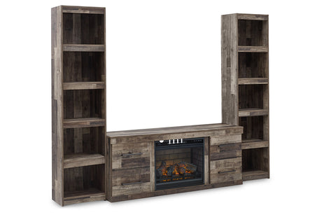 Derekson Multi Gray 3-Piece Entertainment Center with Electric Fireplace from Ashley - Luna Furniture