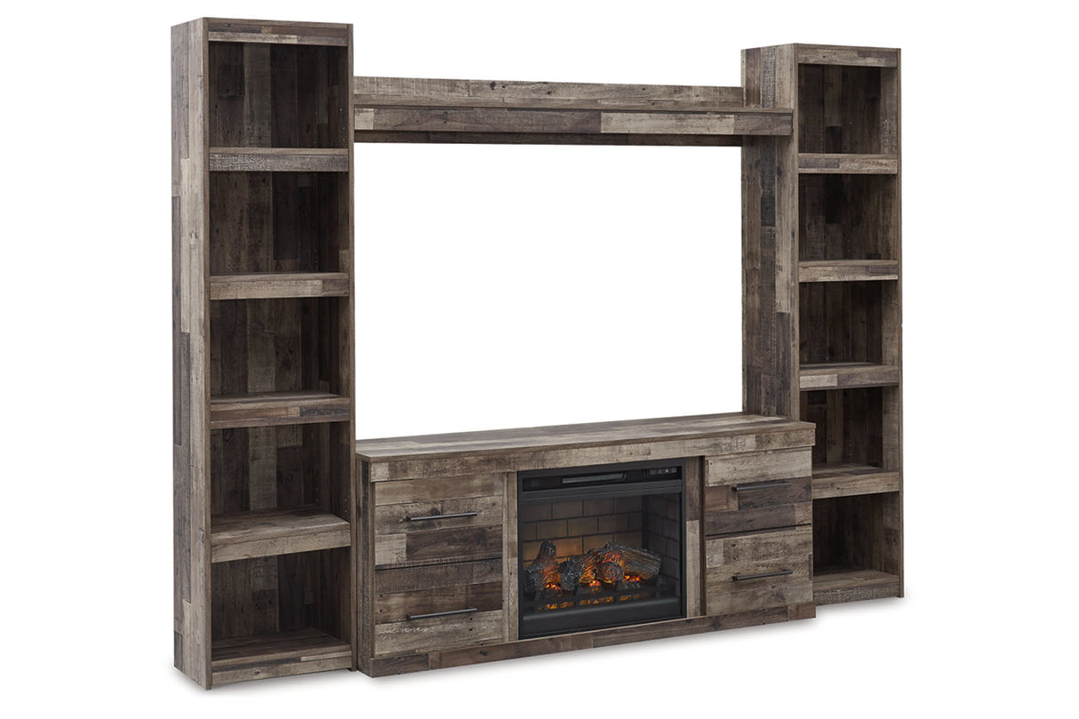 Derekson Multi Gray 4-Piece Entertainment Center with Electric Fireplace from Ashley - Luna Furniture