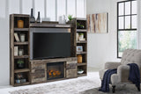 Derekson Multi Gray 4-Piece Entertainment Center with Electric Fireplace from Ashley - Luna Furniture