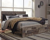 Derekson Multi Gray King Panel Storage Bed and 2 Nightstands from Ashley - Luna Furniture