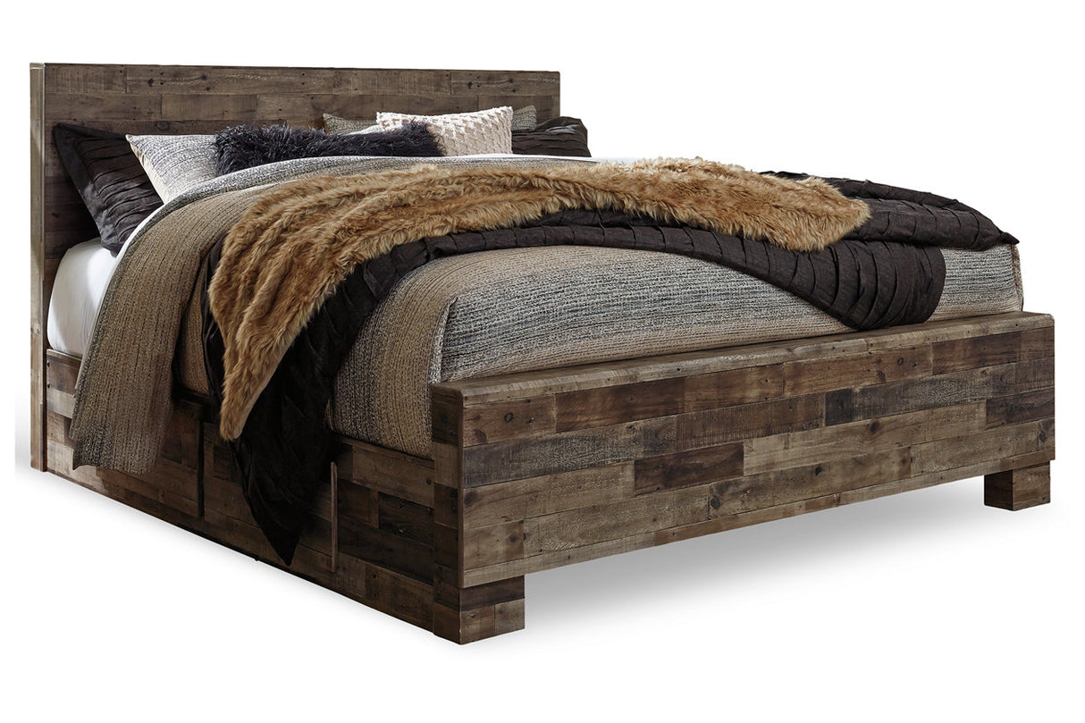 Derekson Multi Gray King Storage Platform Bed with 2 Drawers from Ashley Furniture - Luna Furniture