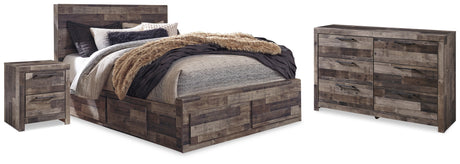 Derekson Multi Gray Queen Panel Storage Bed, Dresser and 2 Nightstand from Ashley - Luna Furniture