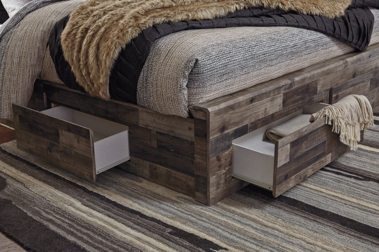 Derekson Multi Gray Queen Panel Storage Bed, Dresser and 2 Nightstand from Ashley - Luna Furniture
