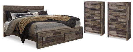 Derekson Multi Gray Queen Storage Bed and 2 Chests from Ashley - Luna Furniture