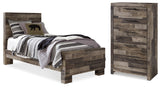 Derekson Multi Gray Twin Panel Bed and Chest from Ashley - Luna Furniture