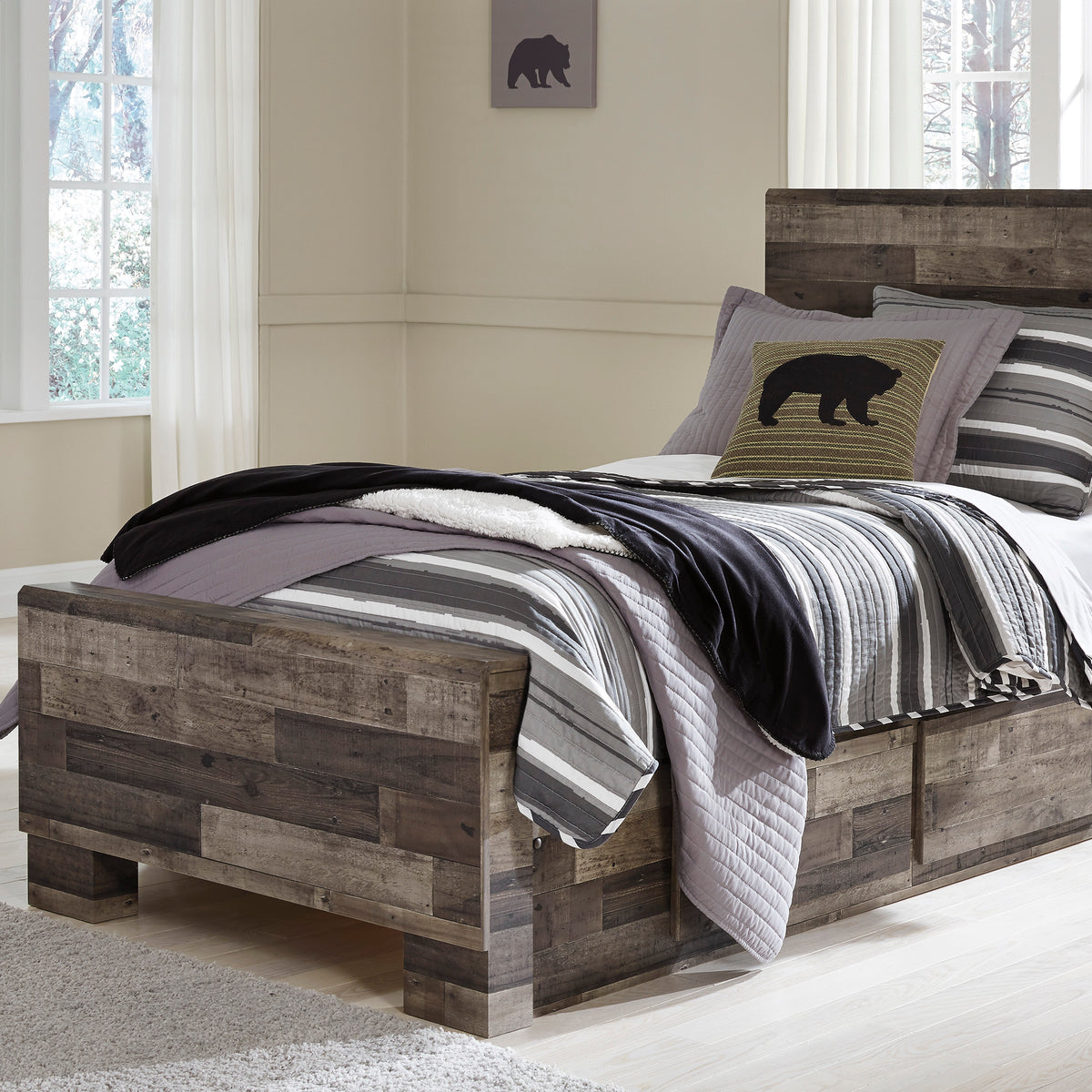 Ashley Derekson Multi Gray Twin Storage Platform Bed with 2 Drawers ...