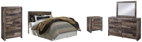 Derekson Queen/Full Panel Headboard Bed with Mirrored Dresser, Chest and Nightstand in Multi Gray from Ashley Furniture - Luna Furniture