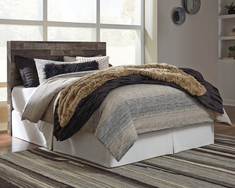 Derekson Queen/Full Panel Headboard Bed with Mirrored Dresser, Chest and Nightstand in Multi Gray from Ashley Furniture - Luna Furniture