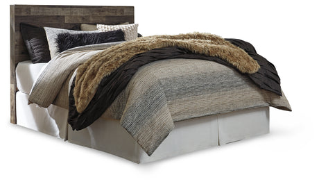 Derekson Queen/Full Panel Headboard Bed with Mirrored Dresser and Chest in Multi Gray from Ashley Furniture - Luna Furniture