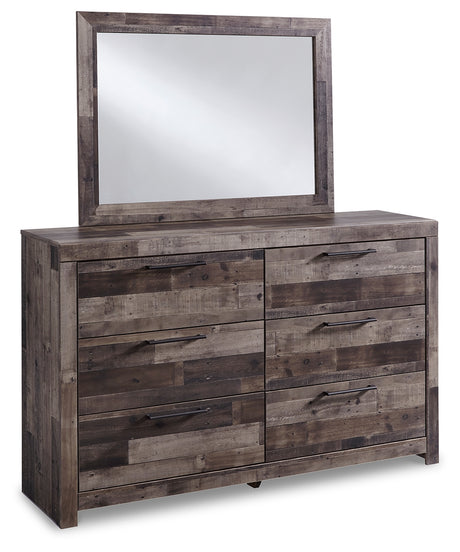 Derekson Queen/Full Panel Headboard Bed with Mirrored Dresser and Chest in Multi Gray from Ashley Furniture - Luna Furniture