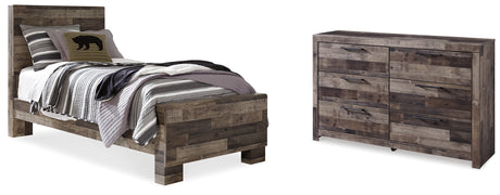 Derekson Twin Panel Bed with Dresser in Multi Gray from Ashley - Luna Furniture
