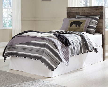 Derekson Twin Panel Headboard Bed with Mirrored Dresser, Chest and Nightstand in Multi Gray from Ashley Furniture - Luna Furniture