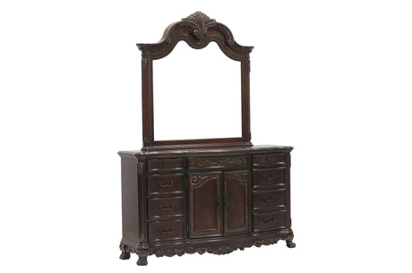 Deryn Park Cherry 5-Piece Queen Sleigh Bedroom Set (Queen Bed, Nightstand, Dresser, Mirror, Chest) from Homelegance - Luna Furniture