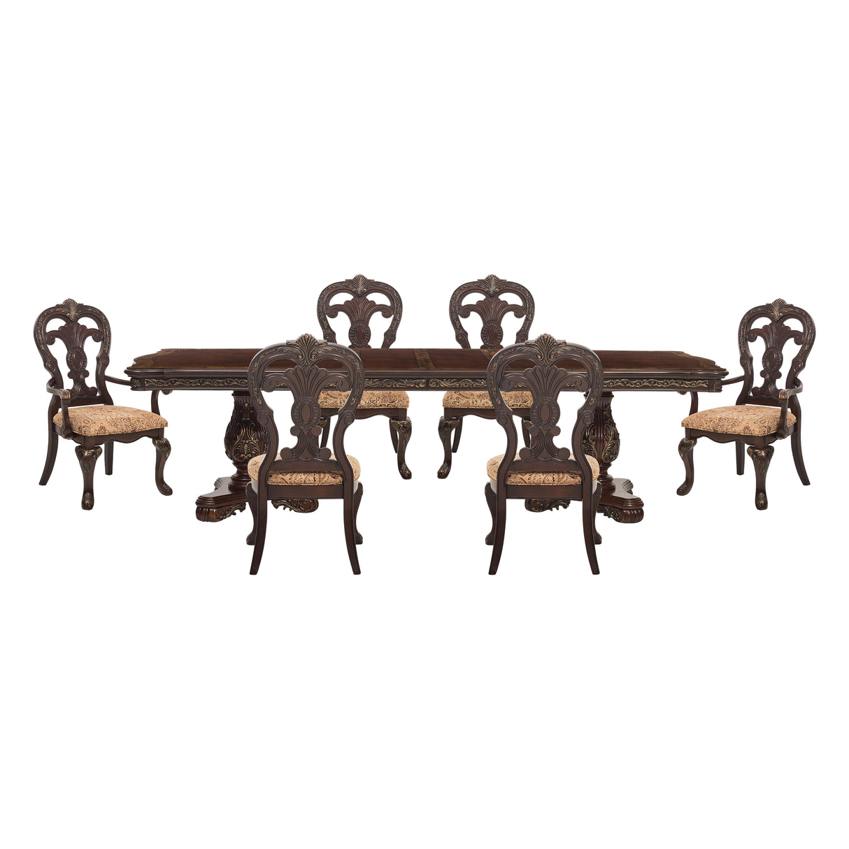 Deryn Park Cherry 7-Piece 114" Extendable Dining Room Set from Homelegance - Luna Furniture