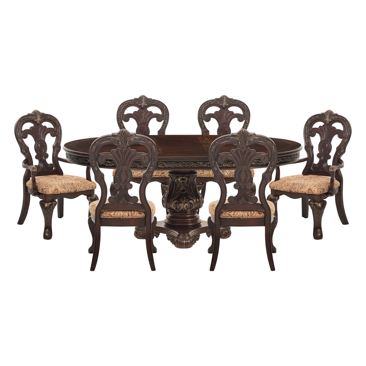 Deryn Park Cherry 7-Piece Round/Oval Dining Set from Homelegance - Luna Furniture
