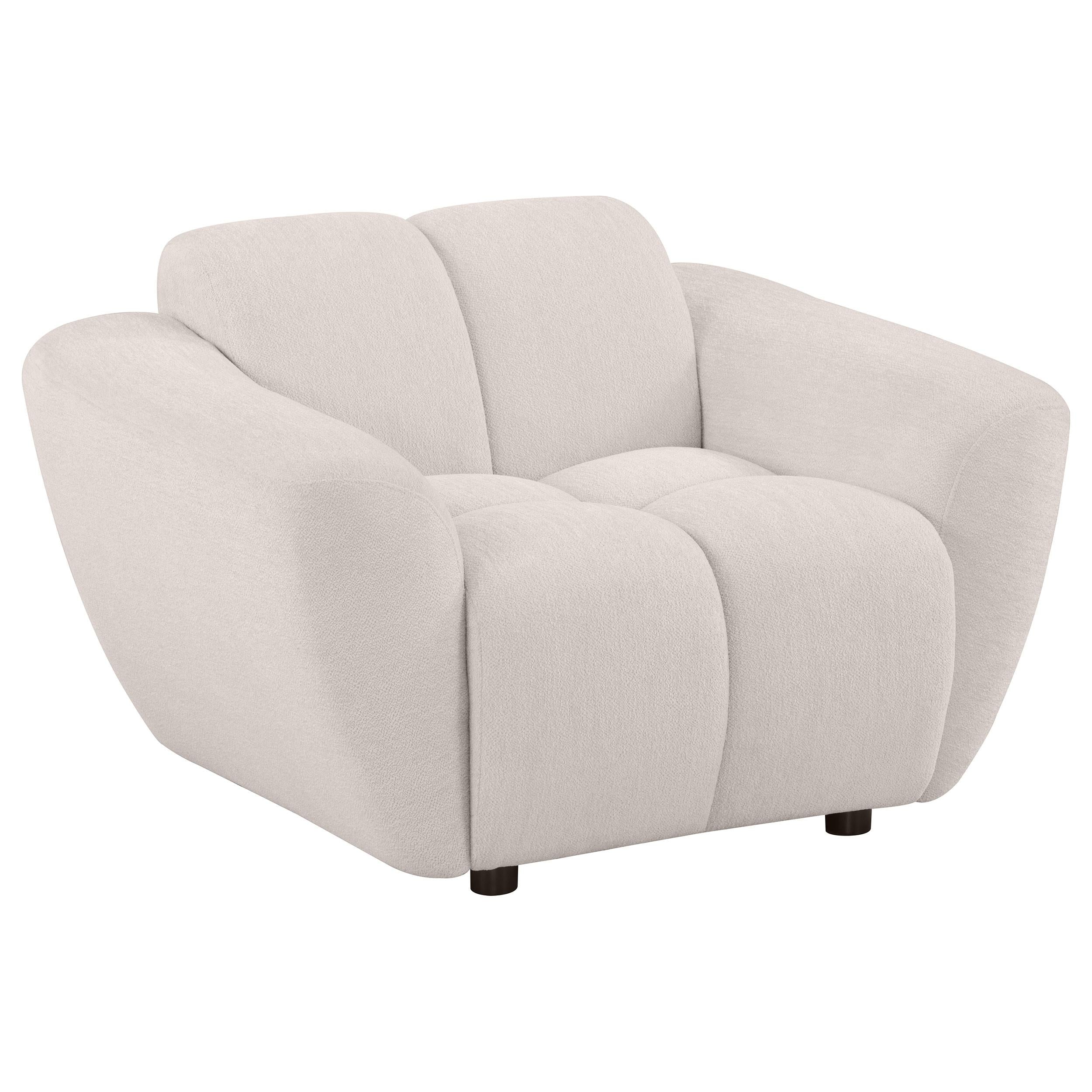 Destino Greige Chenille Upholstered Splayed Arm Accent Chair